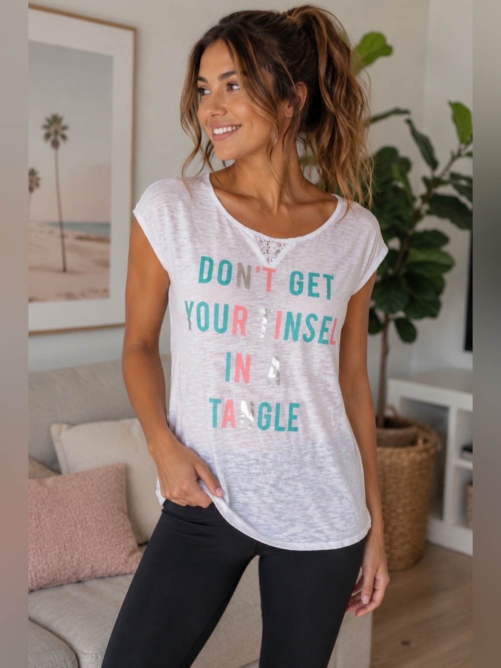 Bethany Mota Don’t Get Your Tinsel In A Tangle Graphic Tee XS